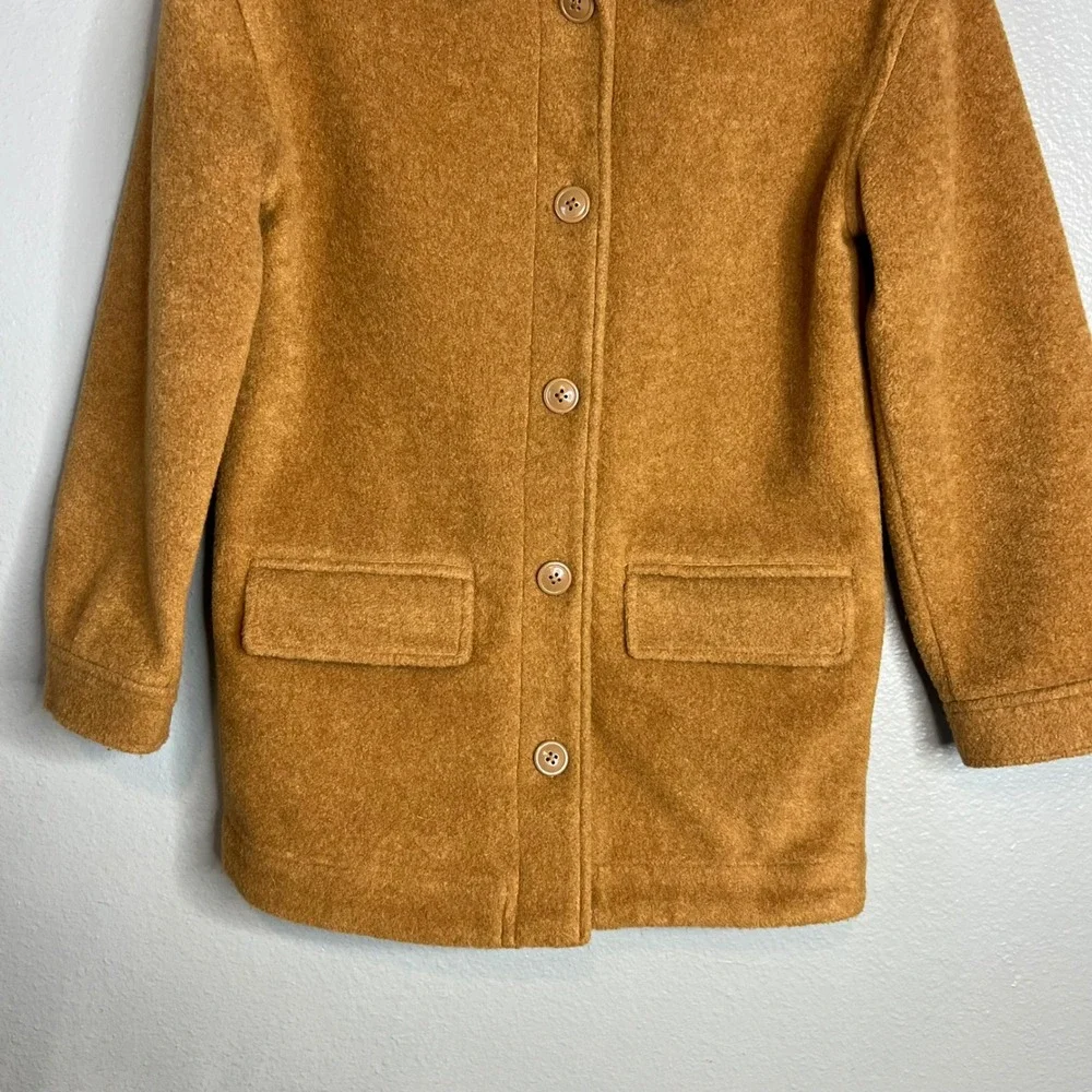 GAP Kids Boucle Jacket Girls Size L Deep‎ Camel Button Front Coat Longline